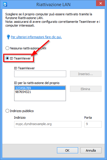 Configurare TeamViewer Attivare la Wake-on-LAN tramite gli ID di TeamViewer.
