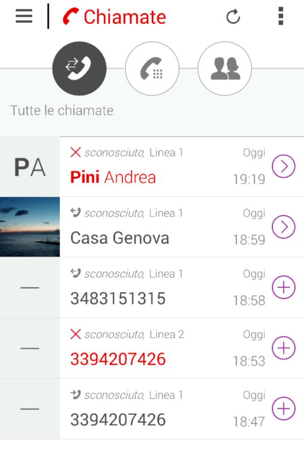 Telefono L elenco chiamate è accessibile dal menu/ sezione Telefono cliccando sull icona apposita.