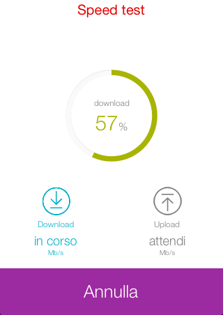 La mia rete Cliccando su «statistiche» e possibile accedere alla sezione dello speed test.