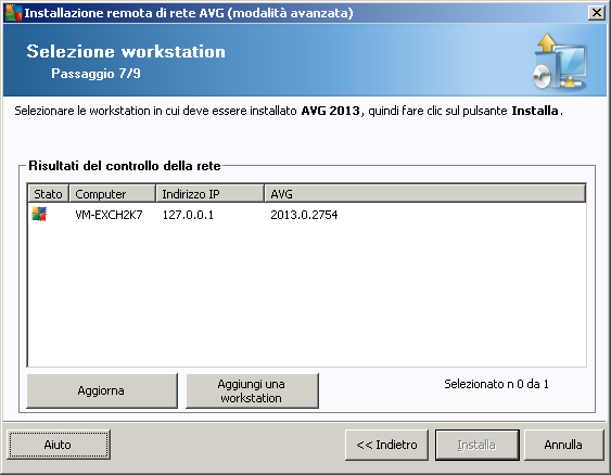 Esporta workstation senza AVG in un file: questa opzione creerà un file contenente un elenco delle workstation che non presentano alcuna installazione di AVG.