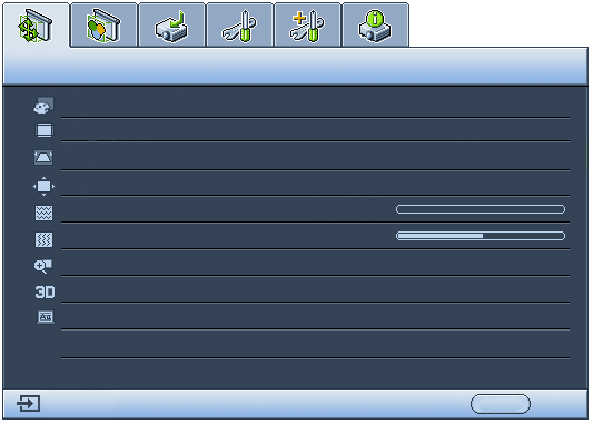 Uso dei menu Il proiettore è dotato di menu OSD (On-Screen Display) che consentono di effettuare regolazioni e selezionare varie impostazioni.