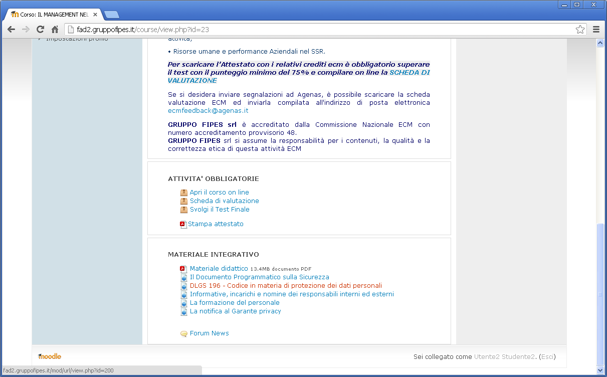 STAMPA DELL ATTESTATO Per poter stampare l attestato è necessario aver seguito il corso online (con collegamento obbligatorio in piattaforma per corsi in materia di sicurezza), compilato la scheda di