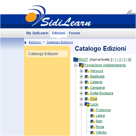 Cliccare ESCLUSIVAMENTE sulla propria Regione di appartenenza (per esempio Lazio) Attenzione: