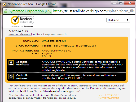 Modalità di trasmissione dei dati I dati viaggiono sulla rete criptati, secondo il protocollo SSL che garantisce il massimo livello di sicurezza a protezione delle trasmissioni telematiche.