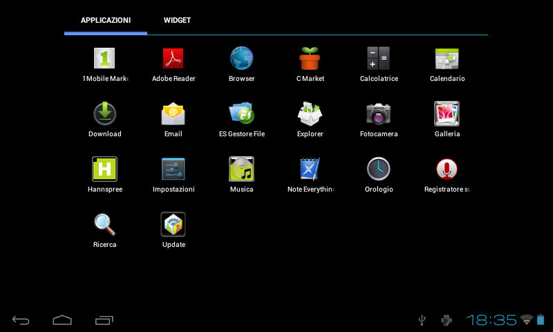 Italiano 3.5 Menu applicazioni Toccare l'icona applicazioni per visualizzare la schermata del menu delle applicazioni.