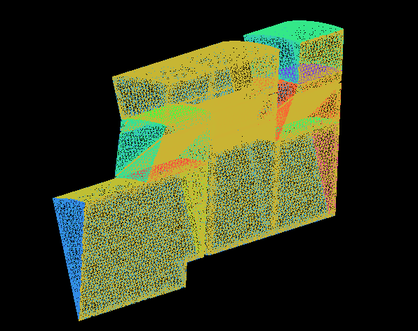 Figura 6.11 - Griglia della macchina completa. Come già detto in precedenza è stato necessario impostare nelle zone di interfaccia fra i vari domini il modello di interazione rotore statore.