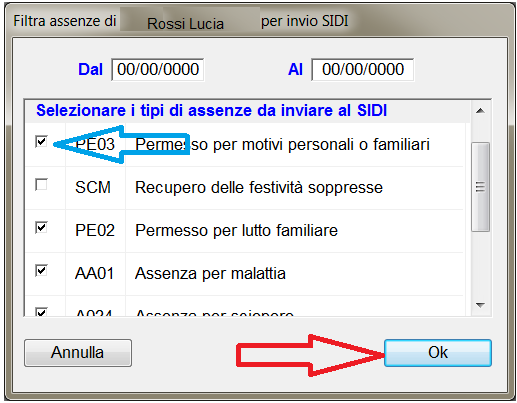 TRASFERIMENTO PER SINGOLO DIPENDENTE Il programma avverte che sta per avviare la verifica dell'esistenza di un contratto di assistenza attivo per Argo SIDI. Occorre confermare cliccando su Si.