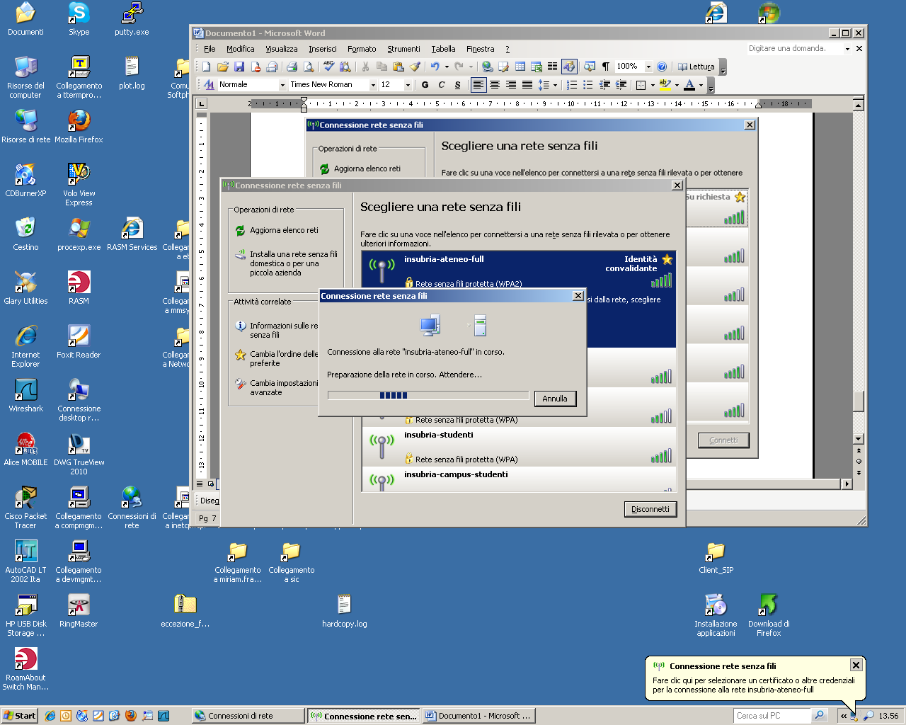 Cliccare sul bottone configura dopo aver scelto il metodo di autenticazione EAP MSCHAP v2, dalla finestra che viene visualizzata (vedi sotto) e lasciare il segno di spunta ad utilizza automaticamente