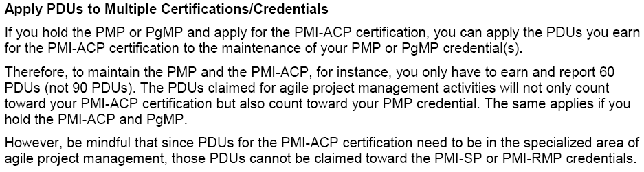PDU Bivalenti Le PDU sono interscambiabili tra PMP, PgMP e PMI-ACP Es.