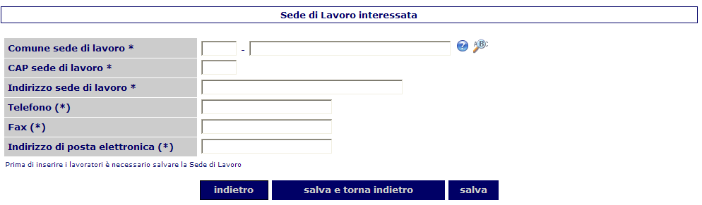 Vardatori (Unificato VARDatori) Settore: Inserire tramite il pulsante, il settore merceologico.