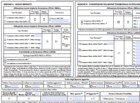 Modulo Impresa Semplice CASO EVOLUZIONE UFFICIO FIBRA SMALL CON TUTTO NUOVO IMPIANTO E MIGRAZIONE DA OLO Indicazioni per il Venditore: Nella modulistica NON flaggare nessun box Promo