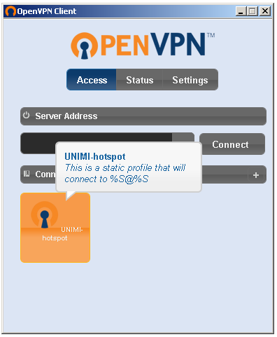 15. una nuova icona apparirà all'interno della finestra del client OpenVPN recante