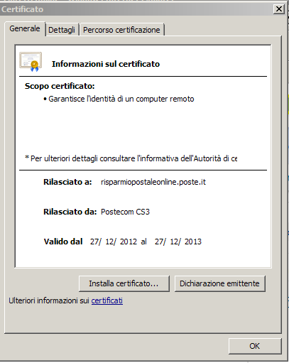 Se invece ci troviamo nella pagina di RPOL si visualizzerà il seguente certificato: del 5.
