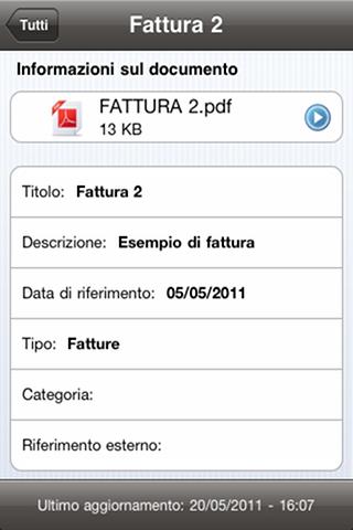 Struttura dell APP Finestra Document Detail ios Android Mostra tutte le