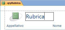 84. Nell intestazione della Report, fare doppio click sul nome titolo del Report. Modificare il testo in Rubrica. 85.