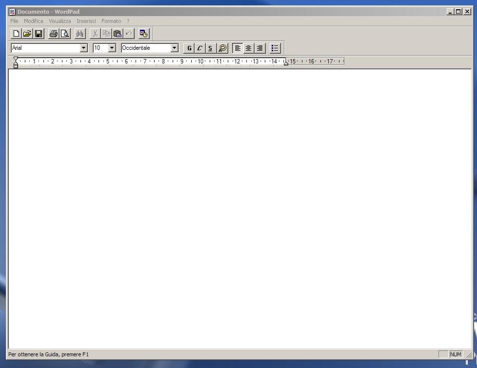 Editor di documenti: WordPad Il sistema operativo Windows include al proprio interno il programma di videoscrittura
