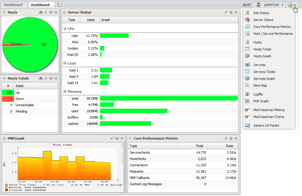 Aggiornamento Thruk: Panorama View per dashboard personalizzabili Thruk, l interfaccia web per il monitoraggio multi backend utilizzata da NetEye, è stata aggiornata all ultima versione.