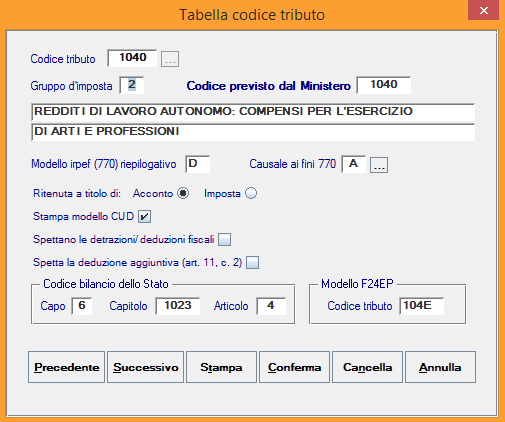 esempio: Pagina 4 di 8 La funzione Inserimento_Contabilità Irpef_Certificazione Unica_stampa controllo nominativo, esegue un primo controllo sui nominativi estrapolati per la Certificazione