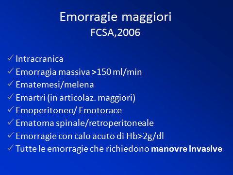 Tasso di emorragia maggiore (%all anno) Tasso di emorragia maggiore (%) Rischio di emorragie maggiori: anticoagulanti orali vs terapia antiaggregante 4 Studio ACTIVE-W 1 Studio BAFTA 2 p<0.