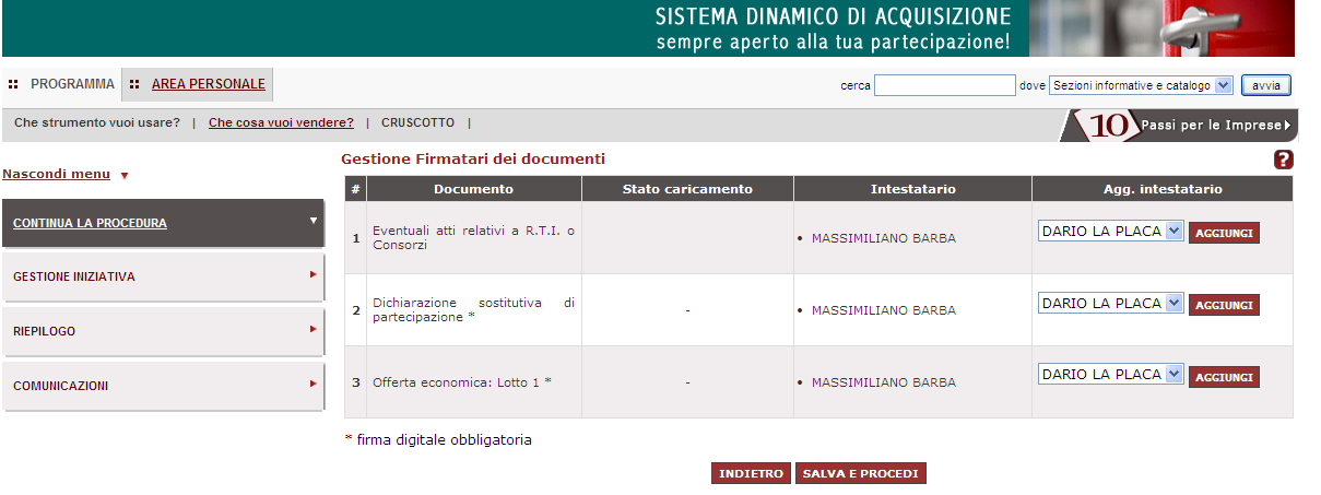 Passo 2 Gestione utenti