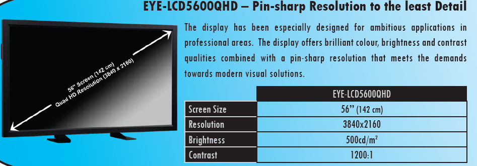 LCD Mdulari Thin Bezel da 40 /46 EYE-LCD4000M/W & 4600M/W brd 14/15mm Risluzine 1366x768 Mdulari Thin Bezel da 52 HD EYE-LCD5200M/W brd 20mm