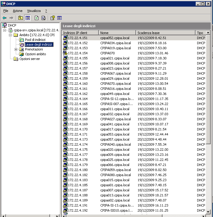 CPI di Palermo Servizio DHCP per l assegnazione