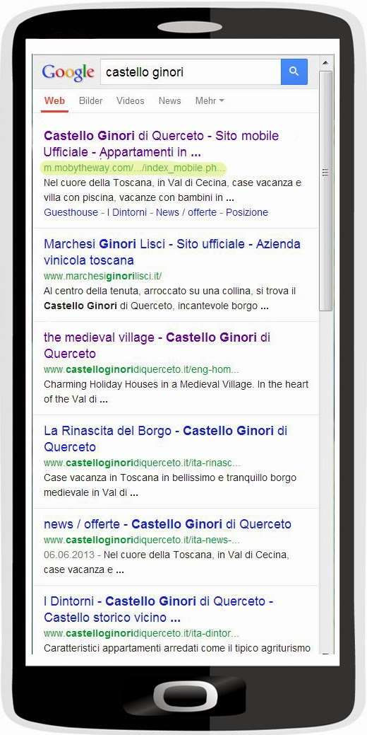 Non di rado, il collegamento nei risultati di ricerca è proprio il sito mobile che avete realizzato con MoByTheWay: questo sarà sempre