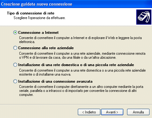 Seleziona l opzione Imposta connessione