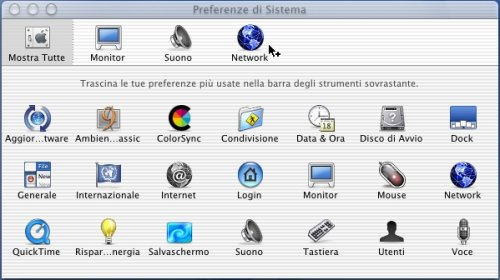 8. Configurazione Dialer PPPoE - Mac OS X Per procedere alla configurazione del client PPPoE integrato in MacOS X bisogna cliccare sul Menu Mela e selezionare la voce: Preferenze di sistema La stessa