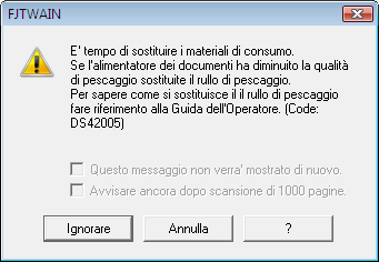 Capitolo 9 Messaggio per la sostituzione dei materiali usurati Durante l uso potrebbe visualizzarsi il messaggio seguente: Messaggio di Verificare il messaggio e sostituire conseguentemente il