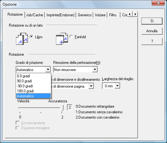 Capitolo 5 Correzione automatica dell orientamento della pagina Quando si scandisce una pila di con orientamento misto, le immagini possono essere regolate per correggere automaticamente l