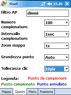 Analisi dei risultati sperimentali Intervallo campionature: stabilisce l intervallo di attesa tra un campione e quello successivo, può variare da 1 fino 10 secondi.