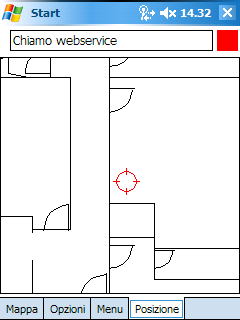 Analisi dei risultati sperimentali Nell ultima etichetta Posizione, si visualizza la mappa corrente dove è rappresentata la posizione stimata.