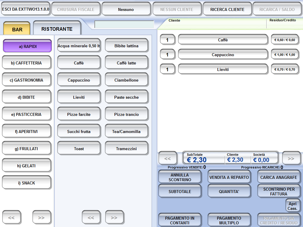 Software di Cassa ExtTWO Software di Cassa per Esercizi Commerciali con servizio al Banco. Il software è disponibile in due versioni: - Versione con Operatore.