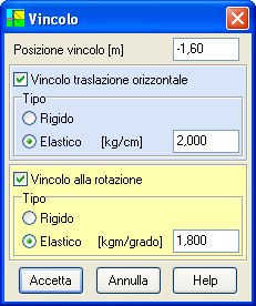 5.11 Vincoli Alla finestra Elenco Vincoli si accede dall'omonima voce del menu Dati. La voce di menu è attiva se si è impostato il problema di Verifica.