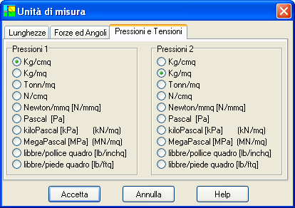 PAC 10.0 Analisi e Calcolo Paratie 5.16 Impostazione unità di misura PAC, consente all Utente l impostazione delle unità di misura.