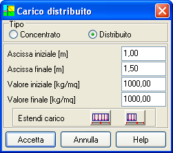 PAC 10.0 Analisi e Calcolo Paratie E possibile scegliere tra carico concentrato o carico distribuito.