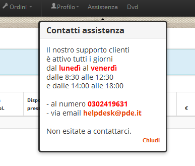 Assistenza Ti ricordiamo, inoltre, che il nostro servizio di supporto clienti è attivo tutti i giorni dal lunedì al venerdì