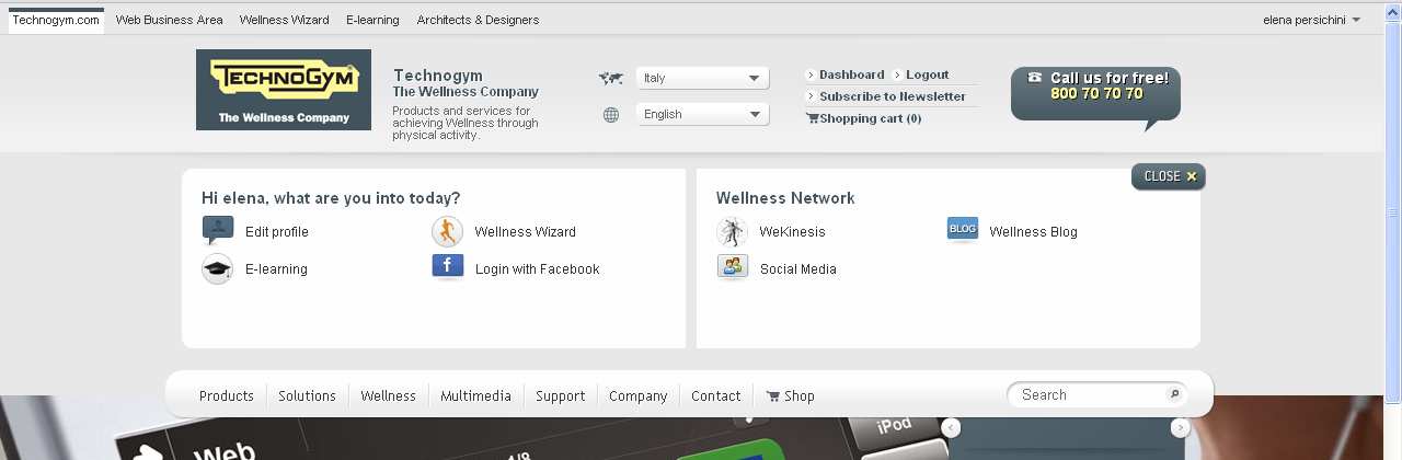 "Come posso arrivare alla schermata di login Wellness Institute dalla mia pagina technogym.com se i miei account non sono sincronizzati?