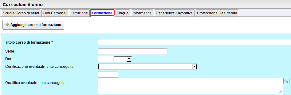 La sezione 3 riguarda l Istruzione. Il programma prevede l acquisizione dei dati dalle tabelle relative all esame di stato conclusivo.