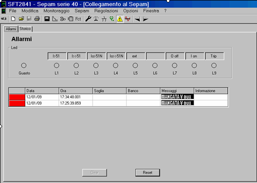 SEPAM S41 e S42 in SM6 Visualizzazone DATI