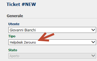 6 di 11 Ora basta compilare i pochi campi obbligatori necessari ad indirizzare il Ticket nel sistema in modo che l helpdesk lo possa prendere in carico e gestire : Selezionare l UTENTE, persona dell