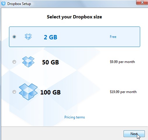 Installazione del software Aprire l'indirizzo http://www.dropbox.