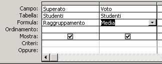 Query di riepilogo Per esempio: ottenere la media dei voti degli studenti che hanno superato