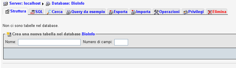 Creazione Tabelle in MySQL Una volta creato il nuovo data base è possibile creare