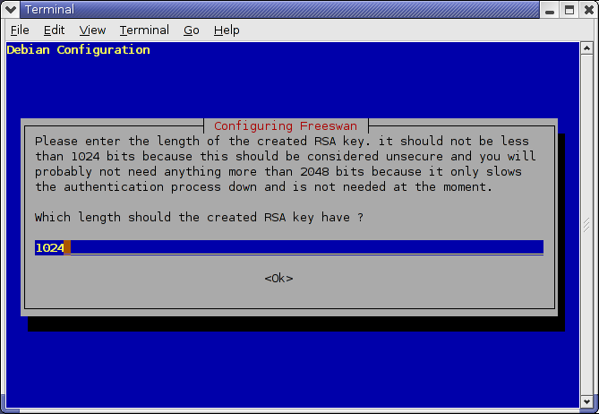 56 CAPITOLO 2. VIRTUAL PRIVATE NETWORK Figura 2.12: Ultima schermata di configurazione. Nel caso di gestione automatica invece la chiave di cifratura viene negoziata attraverso IKE dal demone pluto.