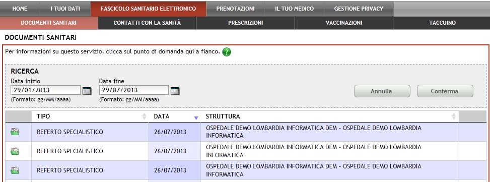 Oscuramento/Deoscuramento documenti nel FSE Il Cittadino che ha prestato il proprio consenso al Trattamento FSE ed accede al portale visualizza, in Fascicolo sanitario Elettronico, all etichetta