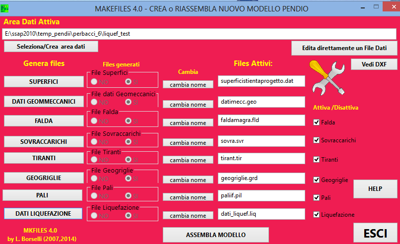 All avvio apparirà una console (fig. 4.1) con una serie di strumenti menù con diverse opzioni per la creazione dei diversi tipi di files dati e per il loro successivo assemblaggio automatico nel file.