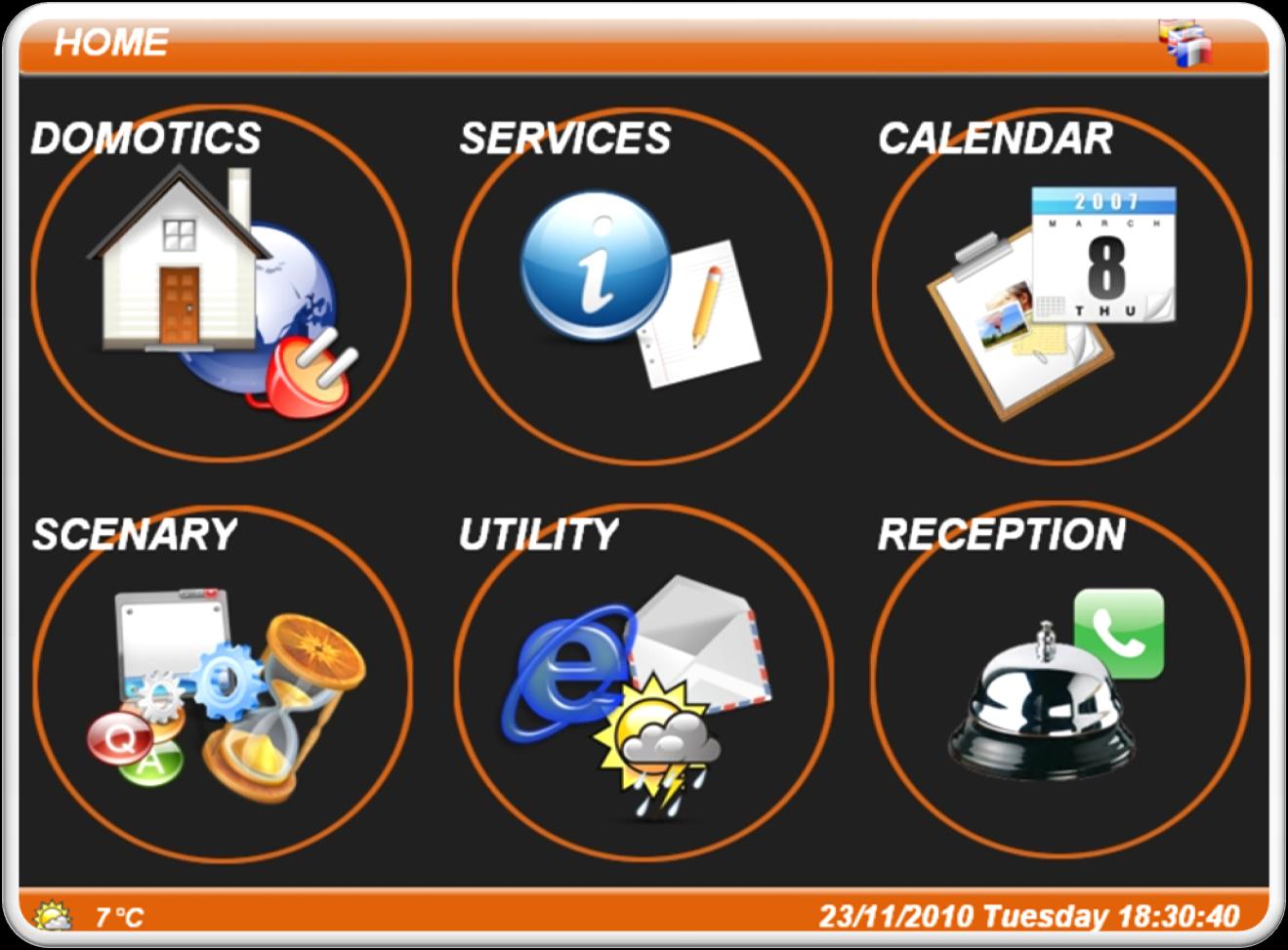 Servizi (visione e prenotazione servizi vari) Calendario (elenco eventi della zona) Scenari