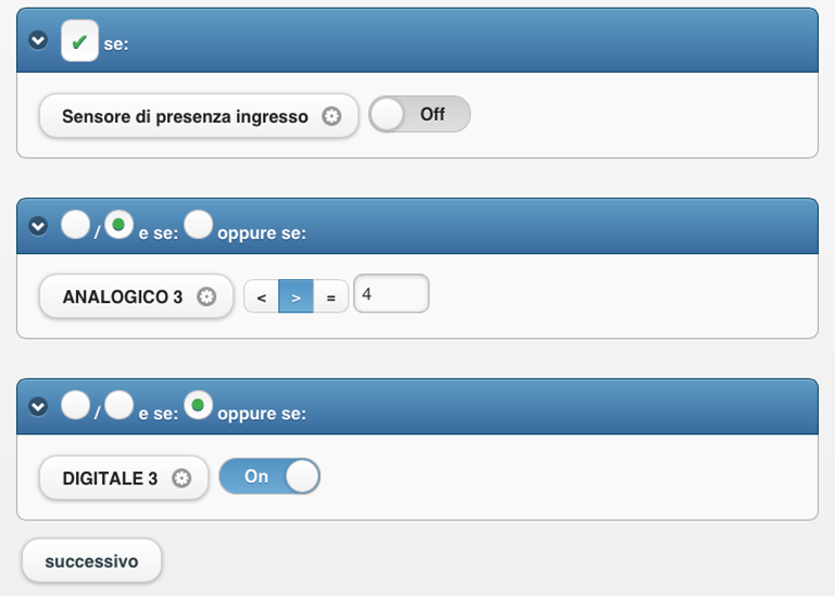 10 CONDIZIONI LOGICHE Condizioni di input Per aggiungere una condizione di input, selezionare la checkbox se.